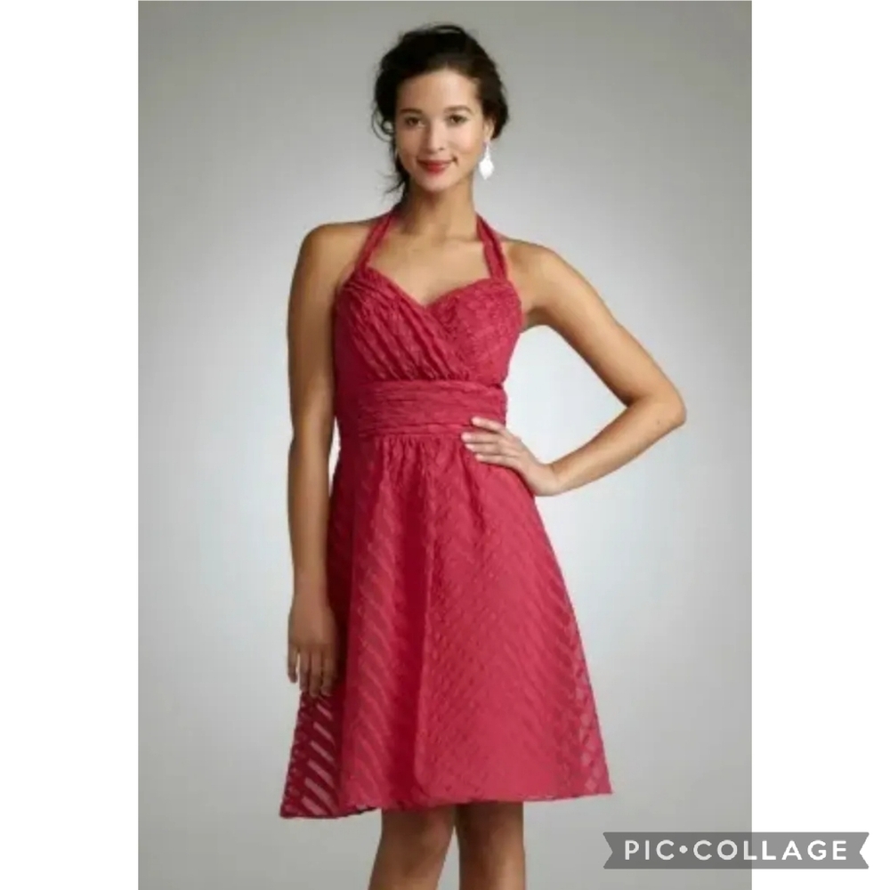 David's Bridal Womens Barbie Pink Halter Babydoll Short Formal Dress Size 4 Prom